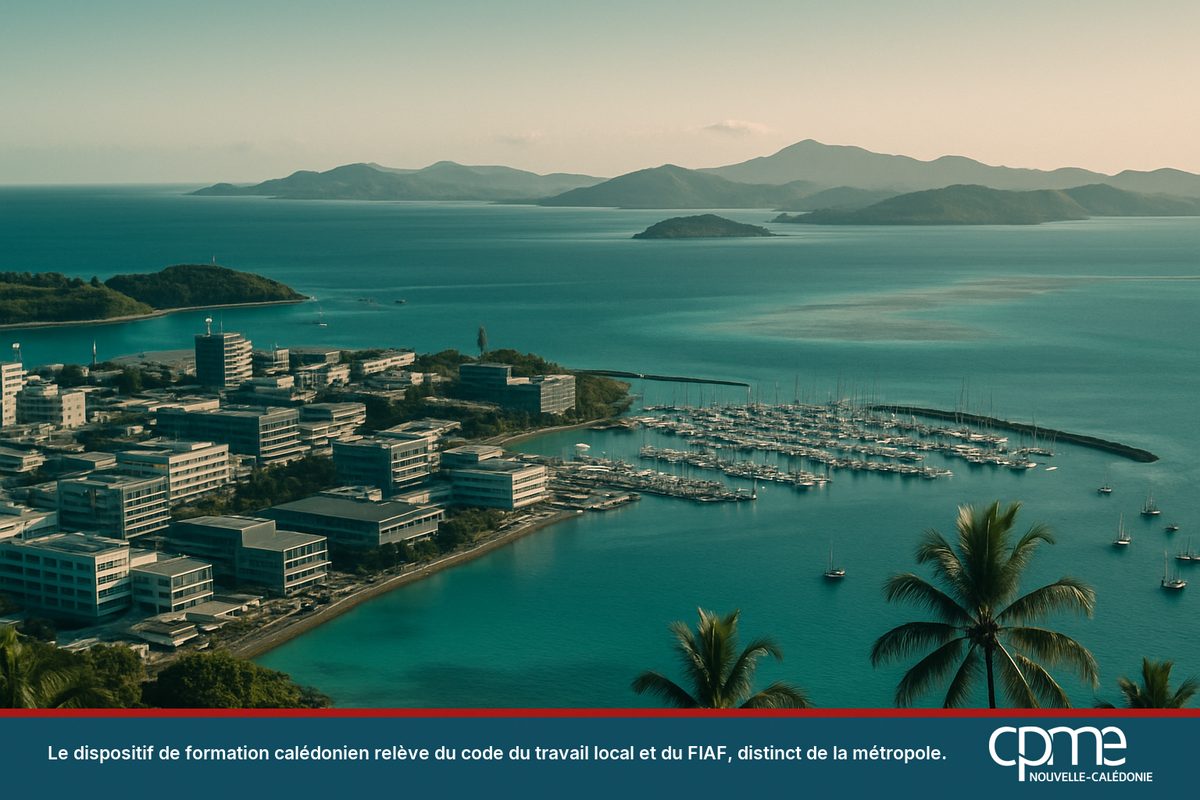 Vue panoramique de Nouméa et de son lagon turquoise, zone d'activité économique de Nouvelle-Calédonie